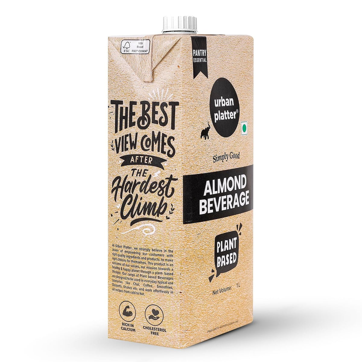 Urban Platter Almond Milk, 1 Litre (Unsweetened | Lactose-Free | Plant-Based Milk Alternative | Works Beautifully in Tea and Coffee)