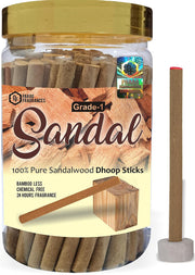 Parag fragrances Hand Crafted, Long Lasting Sandalwood Natural Essential oils and Herbs Dhoop Sticks Jar for Prayer (Without Charcoal and Bamboo) 200gm Pack