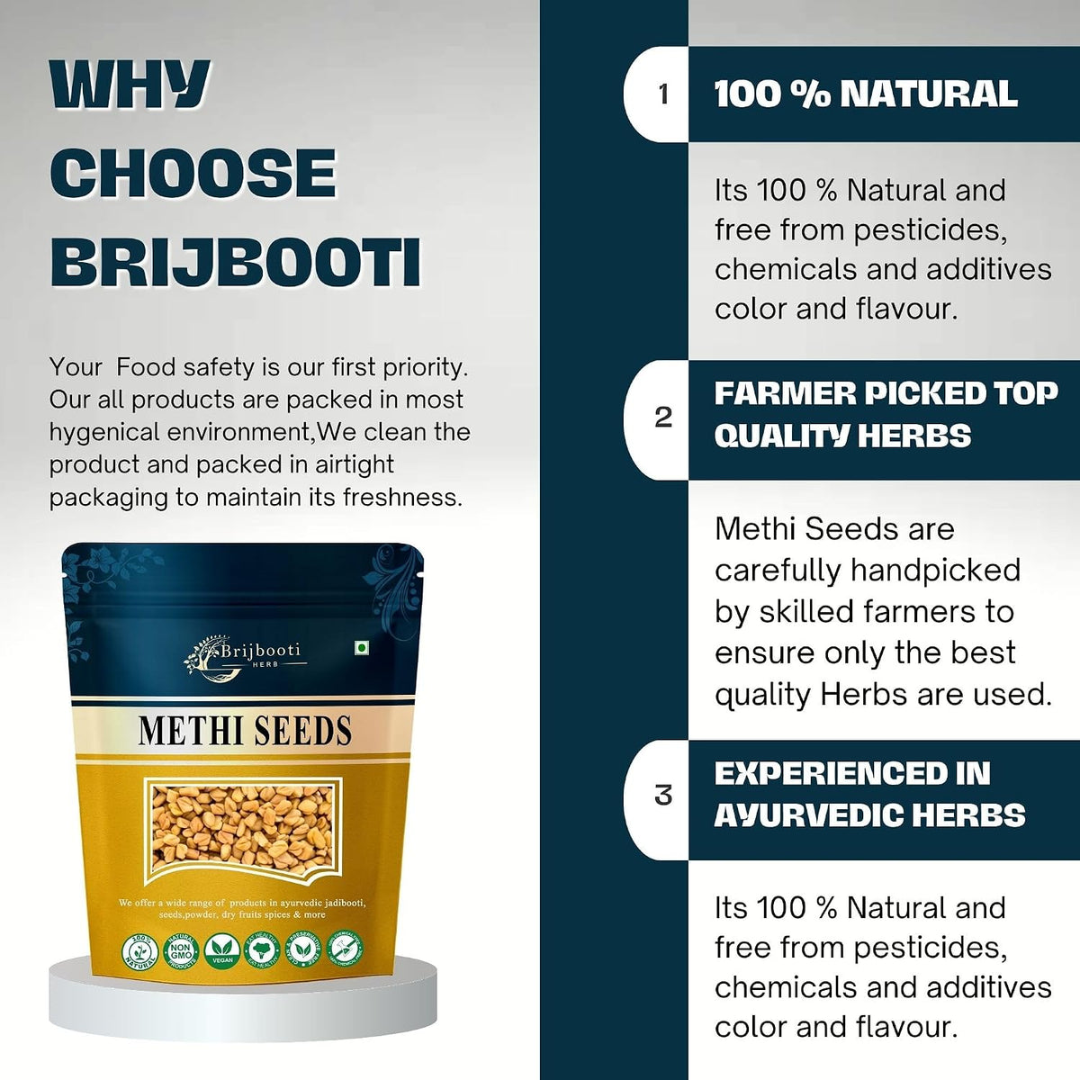 BrijBooti Birju Mahavir Methi Dana Seed 200 Gram | Methi seeds fenugreek | Fenugreek Seeds | Whole Methi Dana Seeds | Indian Spices