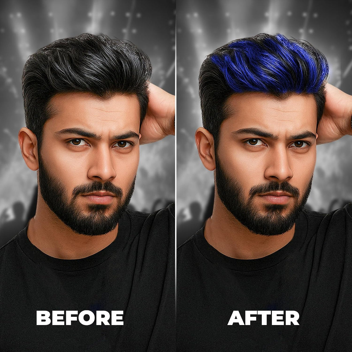 Beardo Quicky Hair Color - Blue Edge, 50 ml | Temporary 1-Day 1-Wash | DIY Instant Hair Color Makeup for Men | No Bleach | No Ammonia | No Damage