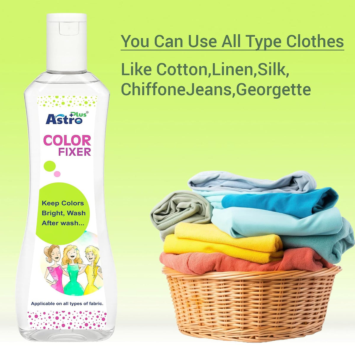 ASTRO PLUS+ 450 ml Fabric Color Fixer Product 100% Eco-Friendly This Product Works Best Silk, Cotton, Georgette Fabric