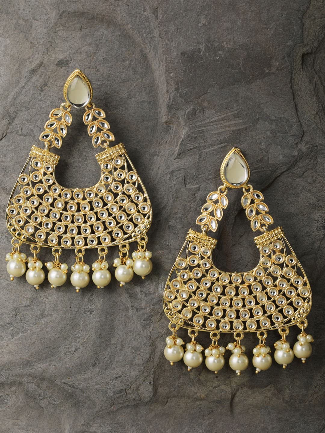 Priyaasi Kundan Studded Gold Plated Party Earrings