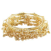 NMII Ethnic Wear Bangles Gold-Tone Alloy with Musical Ghungroo Charms | Women Fashionable Jewelry | Designer Bracelet Bangles For Girls | Viral Kashmiri Chudiya for Weddings, Festivals & Parties