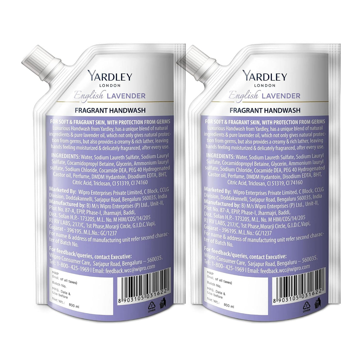 Yardley English Lavender Fragrant Handwash Refill Pouch, 750ml