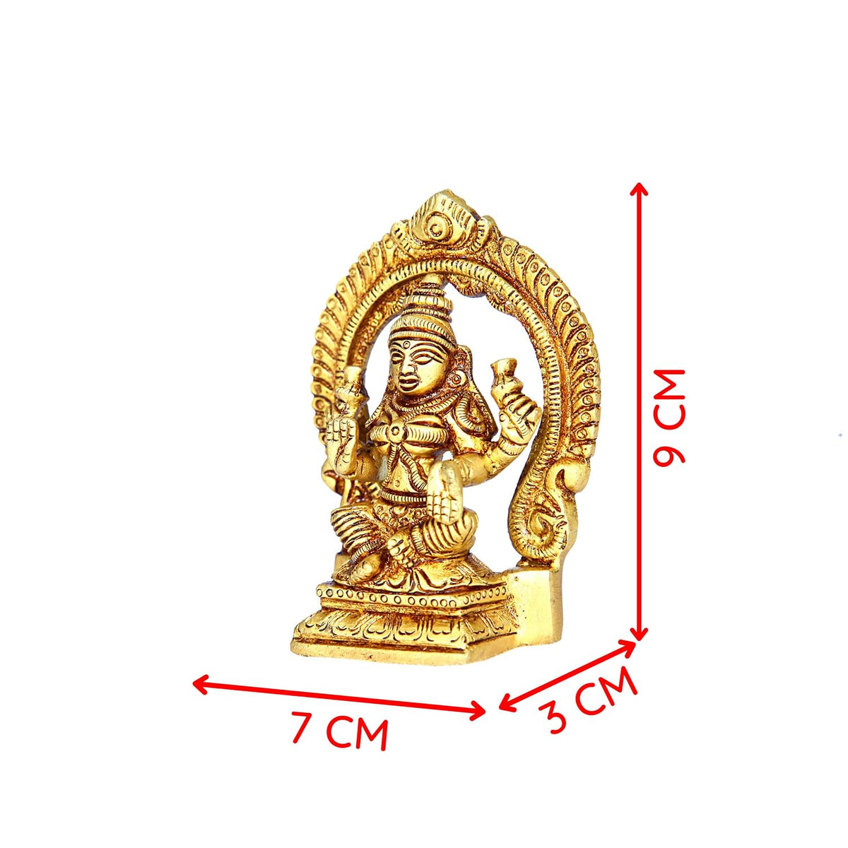 Aalayam Selveer Laxmi Devi Brass Idol with Arch Small | Lakshmi Devi Idol | Lakshmi Silai Brass 9 CM Height, Gold Colour 1 No