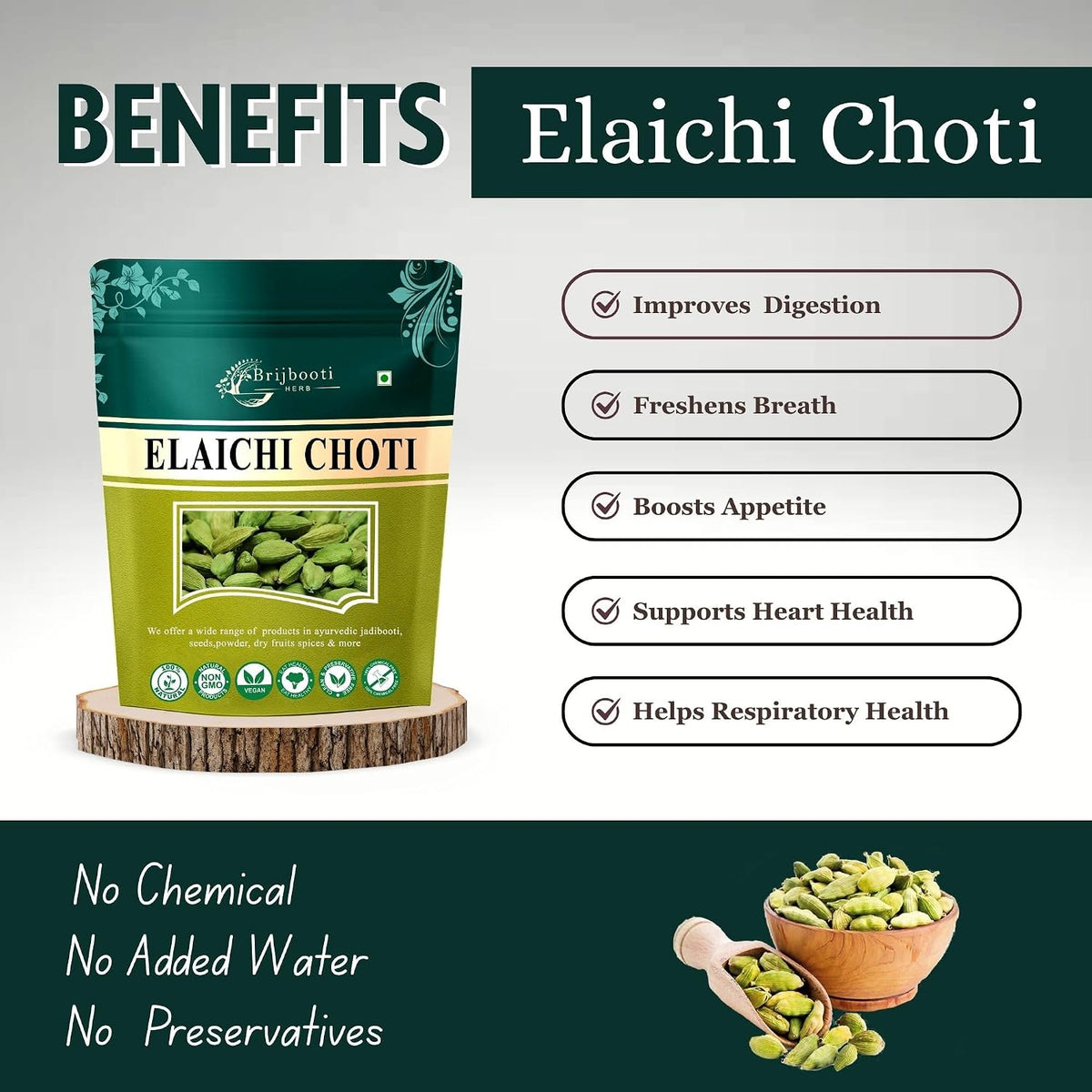 BrijBooti Elaichi Choti (25 Gr) | Green Cardamom | Elettaria Cardamomum | Small Cardamom