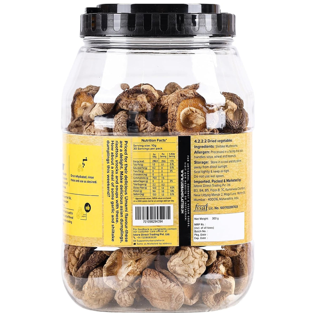 Urban Platter Dried Shiitake Mushrooms, 300g (Umami-Rich | Value Pack| Rehydrates Quickly)