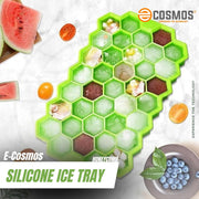 E-COSMOS® Ice Cube Tray Silicone for Freezer Honeycomb 37 Cavity Ice Cube Mould Flexible Tray for Freezer, Chocolate Cake Maker, Ice Trays for Chilled Drinks, Reusable (Honeycomb (POF-2))