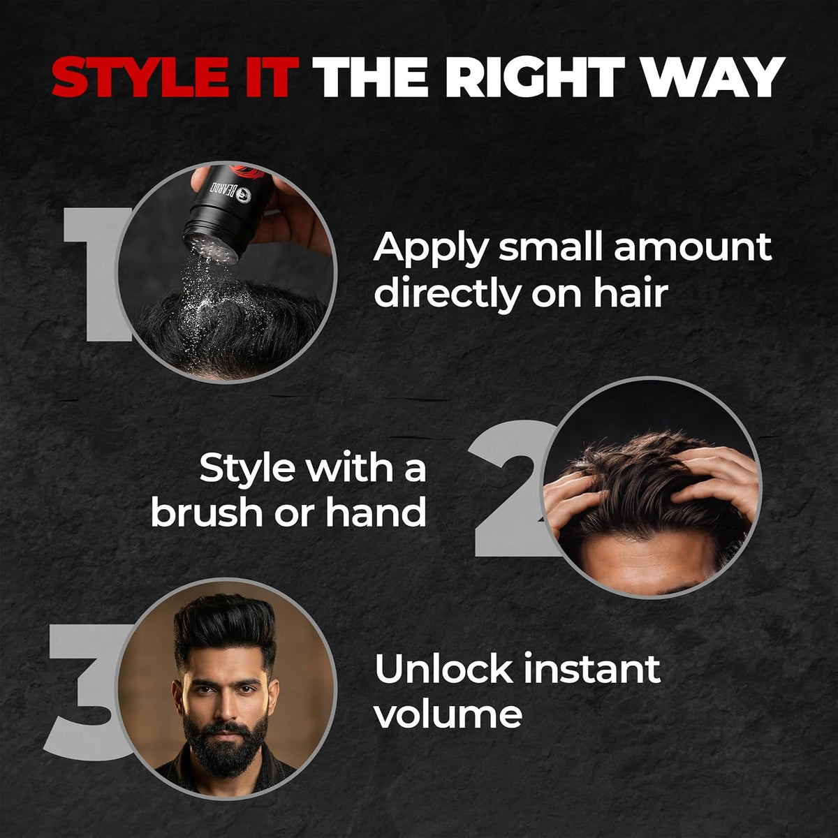 Beardo Max Volume Powder Wax 10 gm | Matte Finish | Strong Hold | Restylable | Hair Styling Wax | Hair Wax Powder For Men