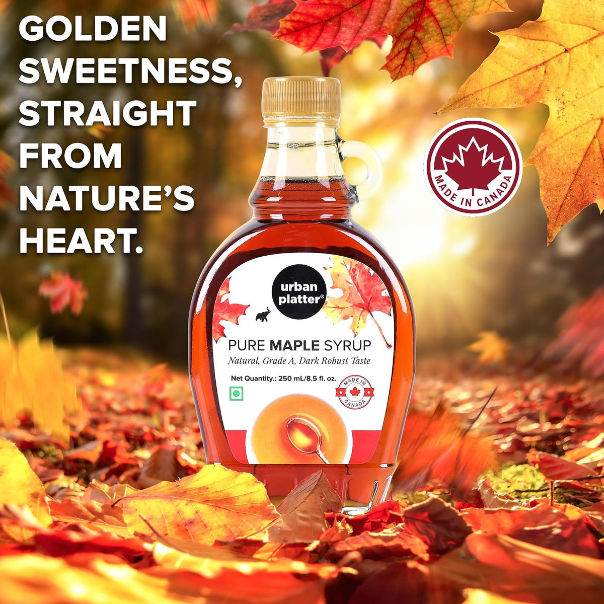urban platter Pure Maple Syrup, Product of Canada, Grade A, Robust Taste, 250 ml