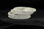 NMII Stylish Designer Metal Bangles Set For Women & Girls with Zircon Stone | Diamond Bangles | Traditional Bangles For Wedding, Party, Shadi, Function | Women's Fashion Jewellery- Set of 4