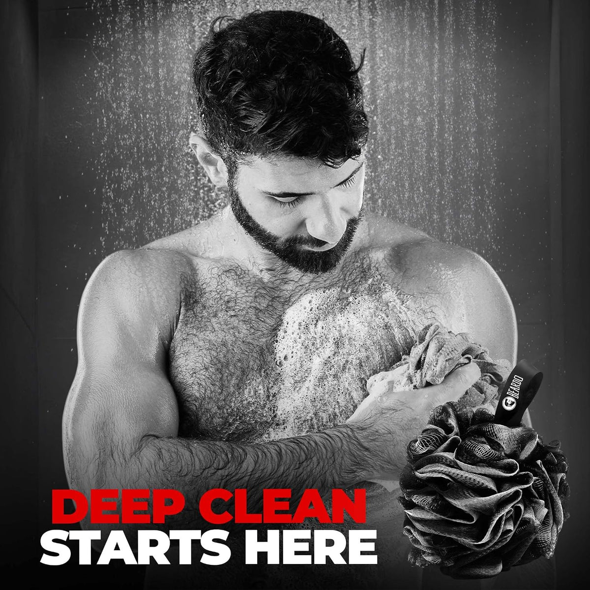 Beardo Power Scrub Loofah & Silicone Body Scrubber for Men | Deep Exfoliation, Dead Skin Removal & Full Body Cleansing | Bath Brush for Men with Soft, Durable Bristles - Set of 2