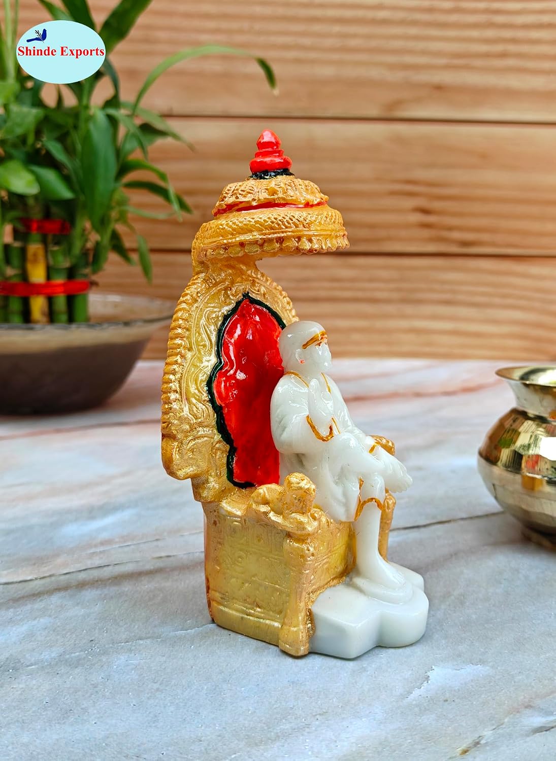 SHINDE EXPORTS shirdi saibaba Marble Idol Statue murti Home Murty for car (White, 14.5cm)