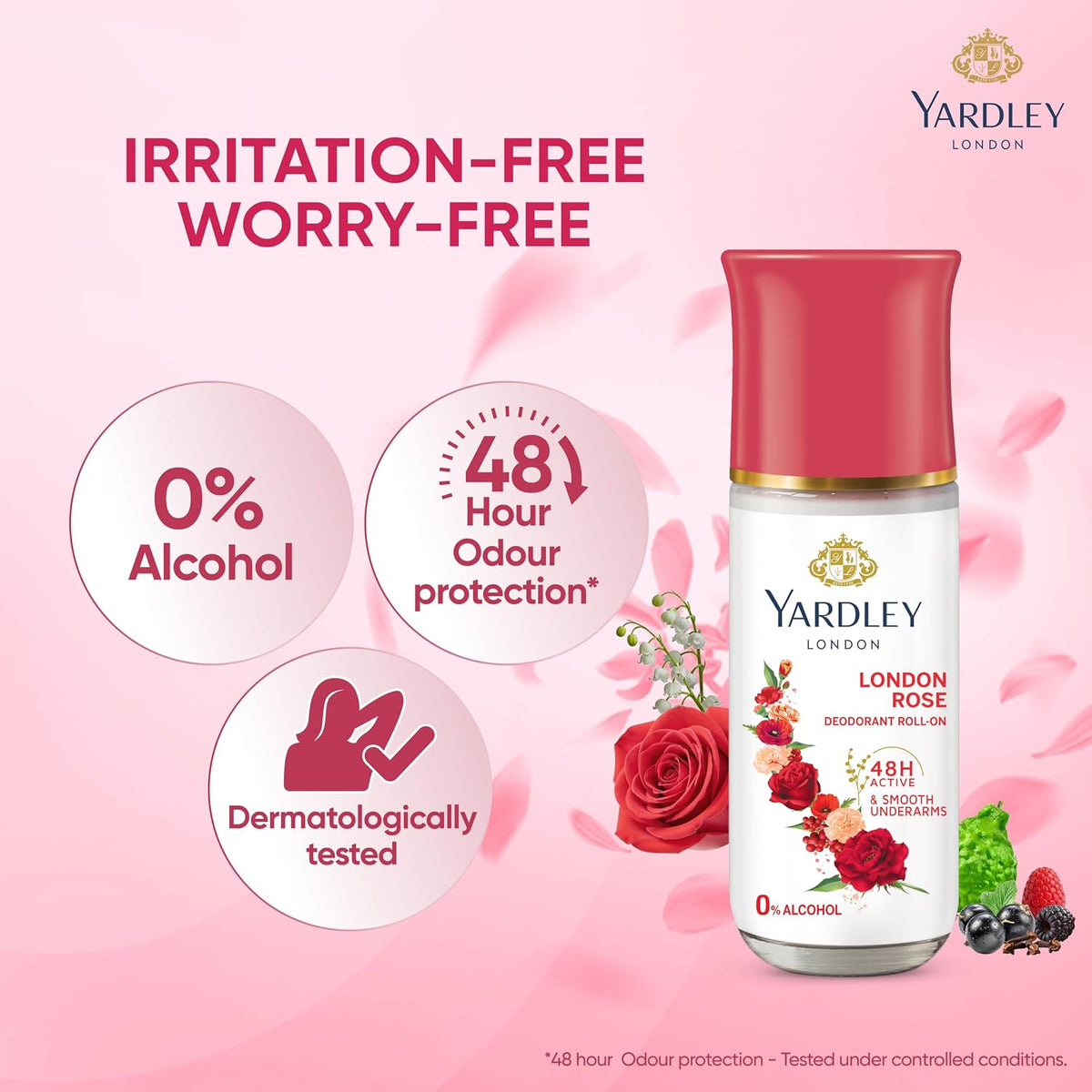 Yardley London London Rose Roll On Deodorant for Women 65ml