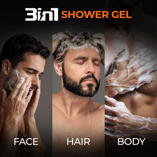 Beardo Sport 3-in-1 Body Wash Shower Gel for Men | Facewash + Shampoo + Exfoliating Bodywash | For Deep Cleansing, Detan & Cooling | Sports Shower Gel for Men | 450 ml