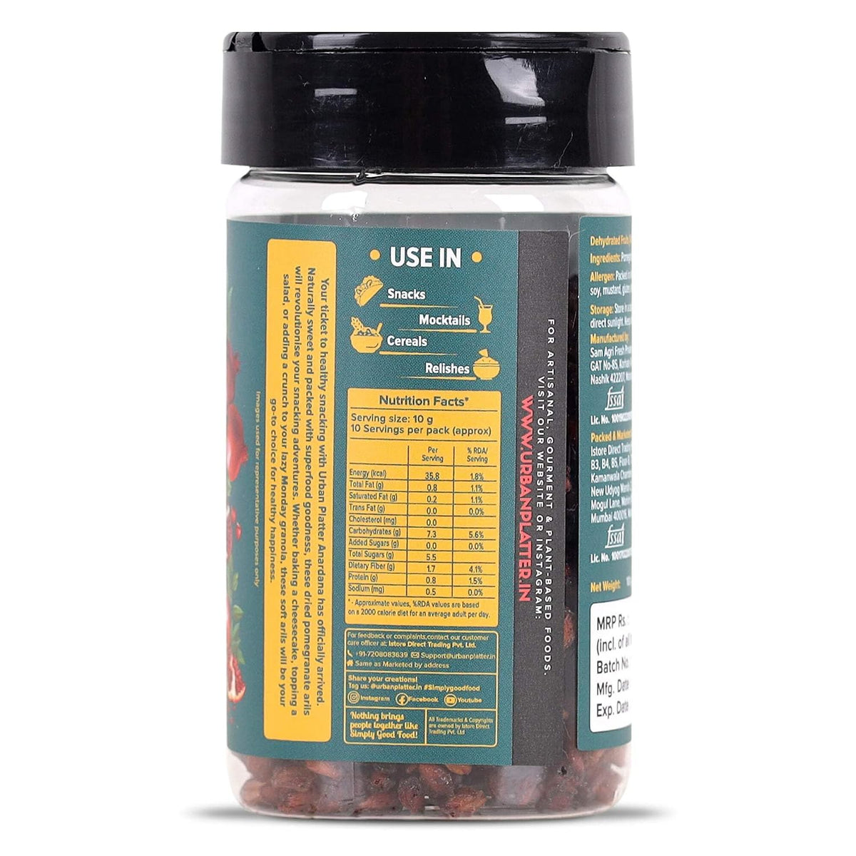 Urban Platter Anardana, 100g [Dried Pomegranate Arils, Healthy Snacks, Naturally Sweet, Superfood Goodness]
