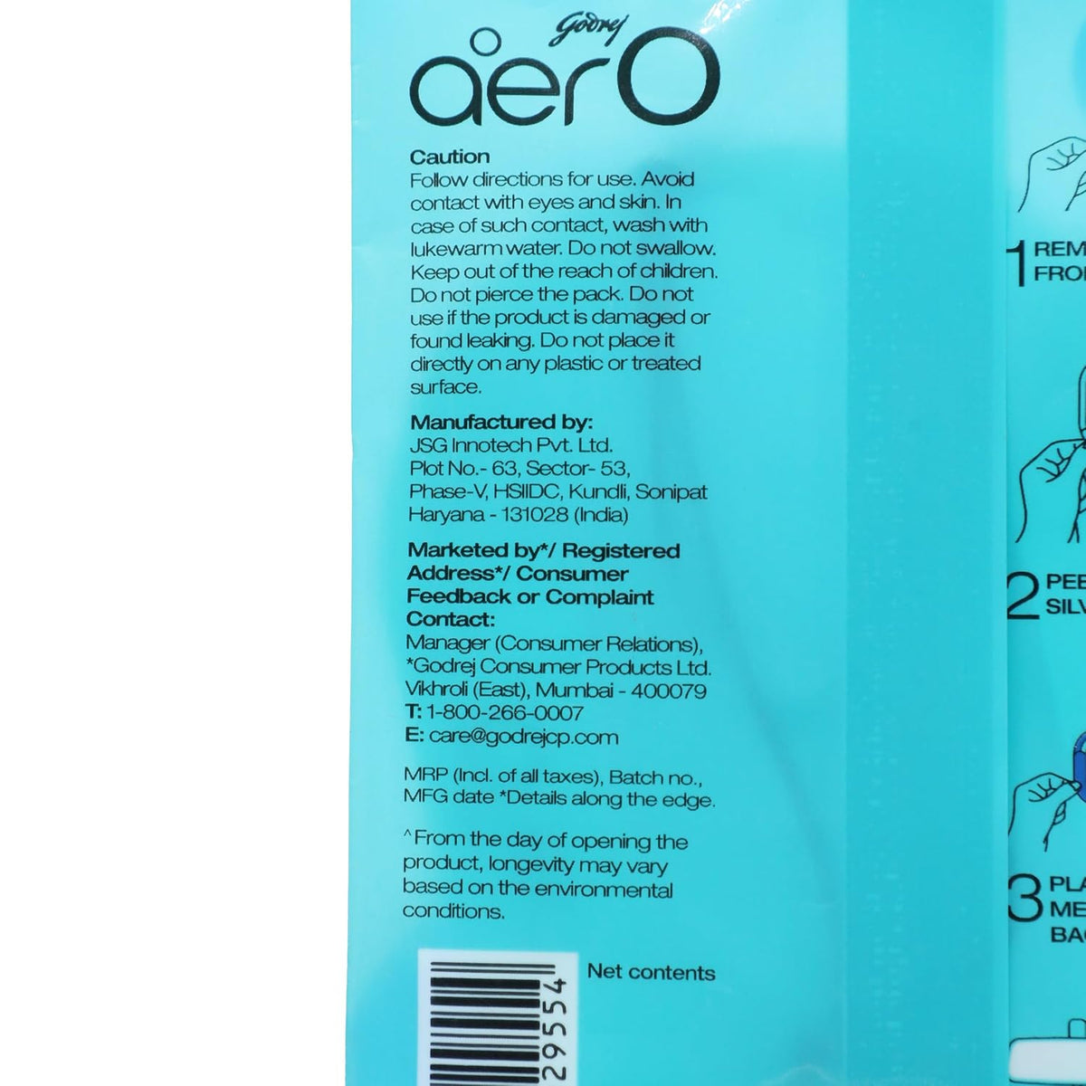 Godrej Aer O Hanging Car Air Freshener Gel Sachet, 30 gm (Cool Aqua)