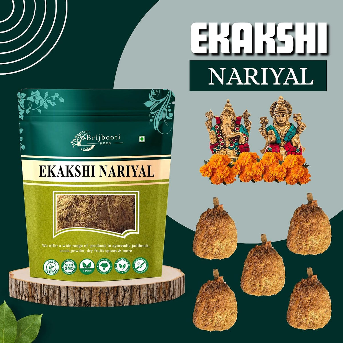 BrijBooti Ekakshi Nariyal - One Eye Coconut For Pooja