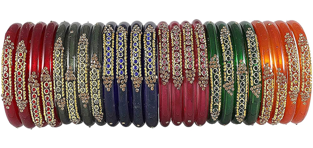 NMII Colourful Women's Bangles Set Studded with Zircon Gemstone & Beads | Daily use, Wedding, Party, Office | Bangles For Women Traditional | Girls fashion Jewellery