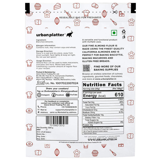 Urban Platter California Blanched Almond Flour, 200g (Naturally Gluten-Free | Finely Milled | Low-Carb | Ideal for Baking & Keto Recipes)
