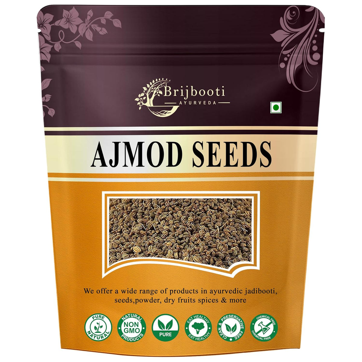Brijbooti Ajmod 200 Gram - Ajmoda - Apium Graveolens - Celery Seeds | FSSAI, GMP, ISO Certified