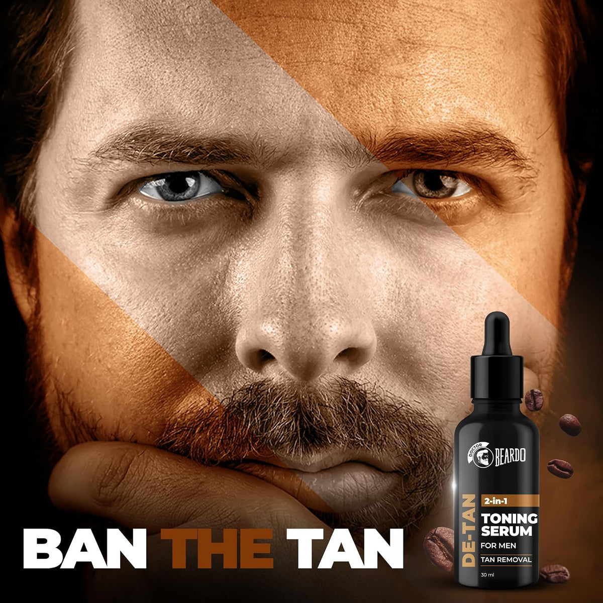 Beardo 2-in-1 Detan Serum + Toner For Men, 30ml | Face Serum For Men | De tan Serum with AHA & Plant Collagen | Brightens Complexion, Removes Dead Skin
