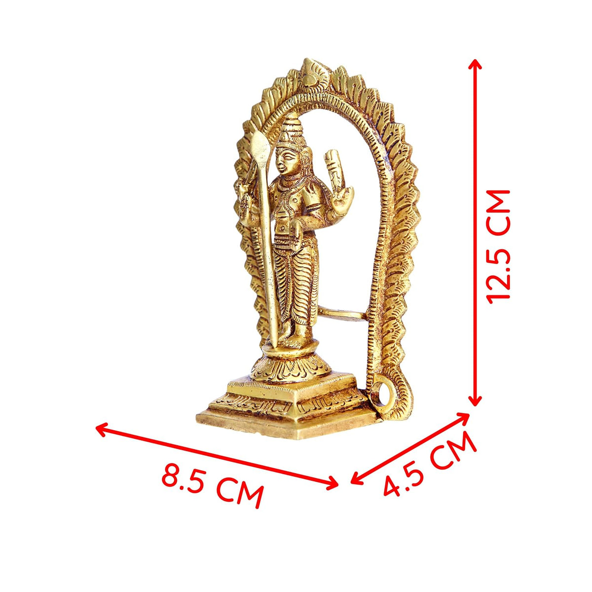 Aalayam Selveer Murugan Idol | Murugar Statue | Kumaraswamy Idol Brass | Lord Kartikeya Idol | Subrahmanya Swami Idol 12.5cm Height Brass Gold Colour 1 Piece