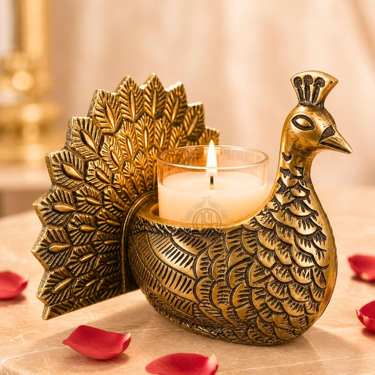 DSH Metal Peacock Tea Light Candle Holder Decorative Candle Votive for Home Décor Living Room & Gifting