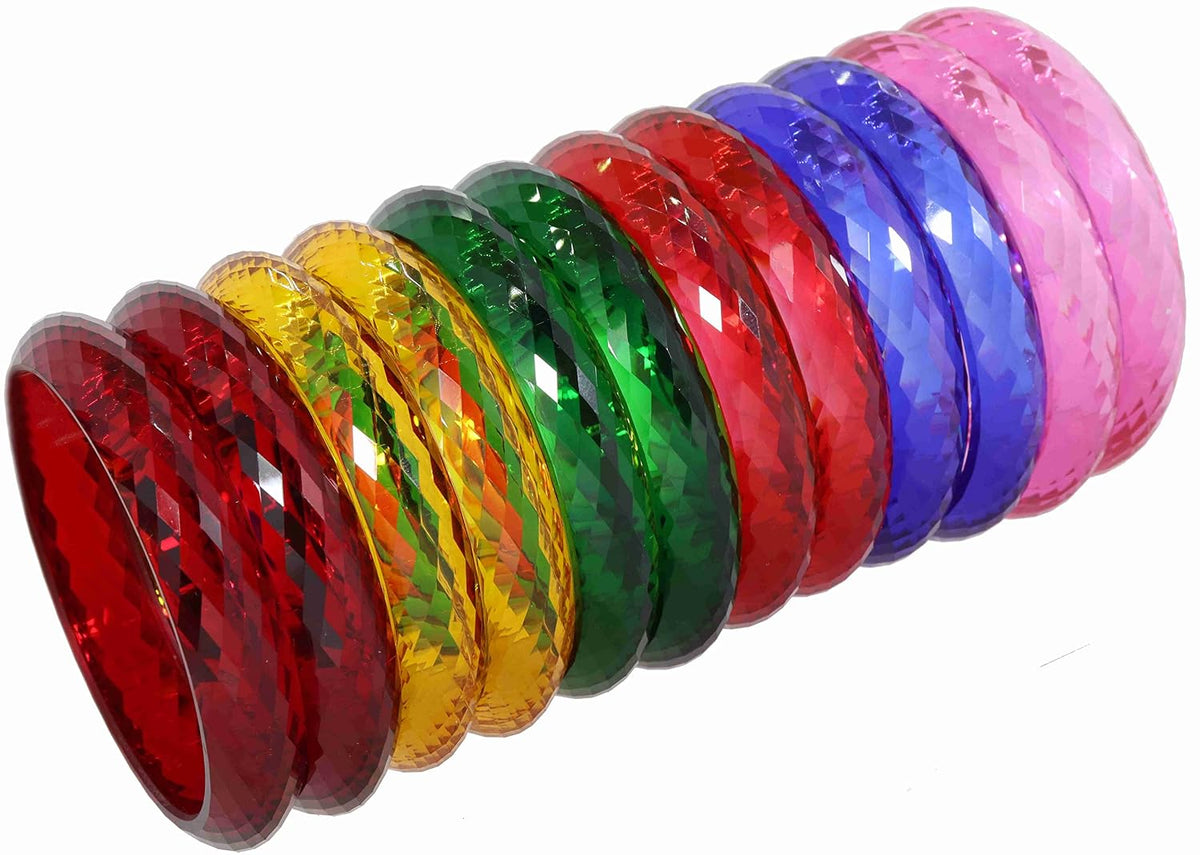 NMII Acrylic (Plastic) Kada With Diamond Cut Pattern Glossy Finished For Women & Girls | Kangan For Girls | Kada Set For Women | Wedding, Party & Gift