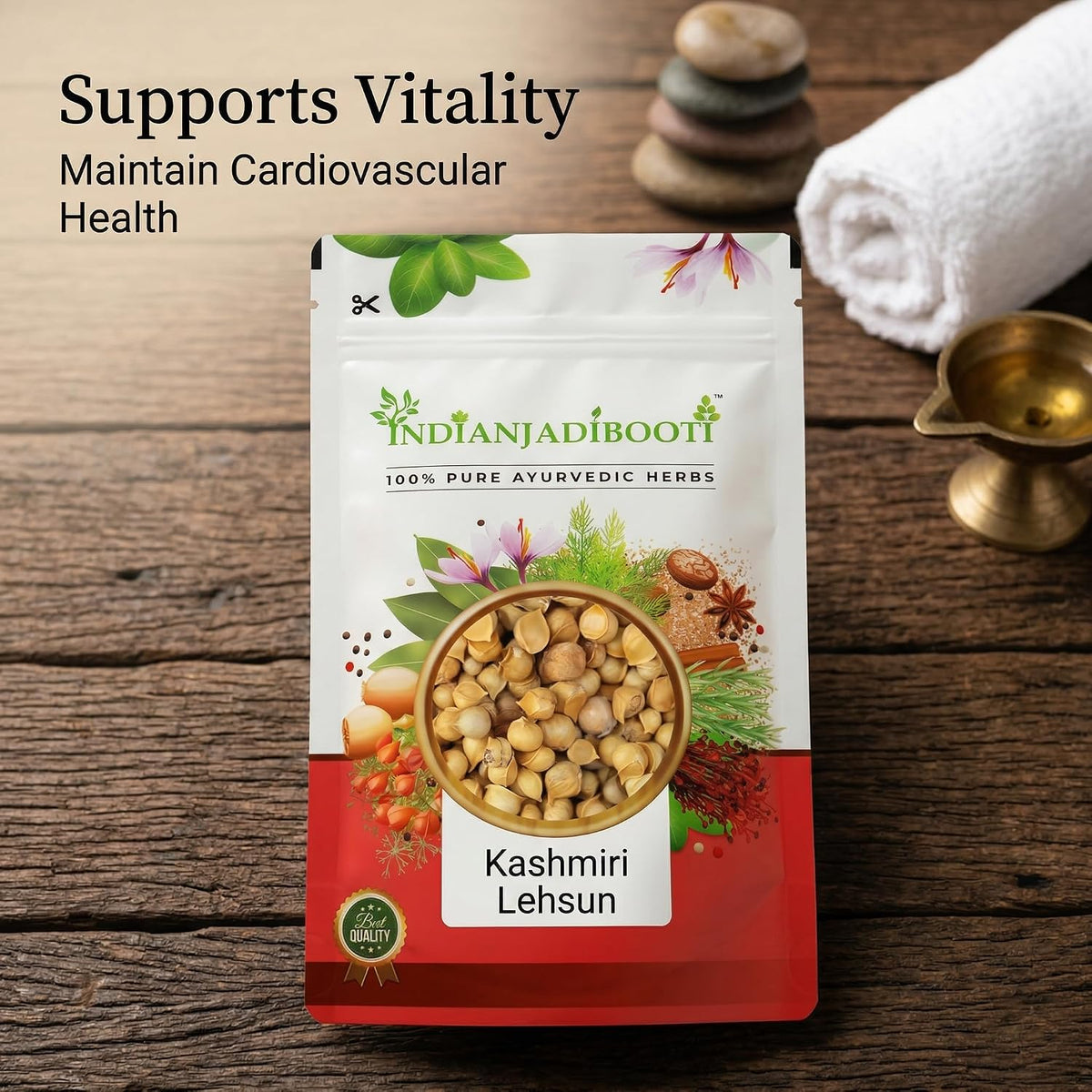 IndianJadiBooti Kashmiri Lehsun (250 grams pack) | Fresh & Natural, Premium Single Clove Snow Mountain Garlic | Allium Sativum for Cardiovascular Support, Immune Resilience & Culinary Warmth