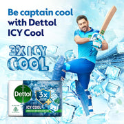 Dettol Icy Cool Bathing Soap Bar With 3x intense cooling (400gm), 100gm - Pack of 4