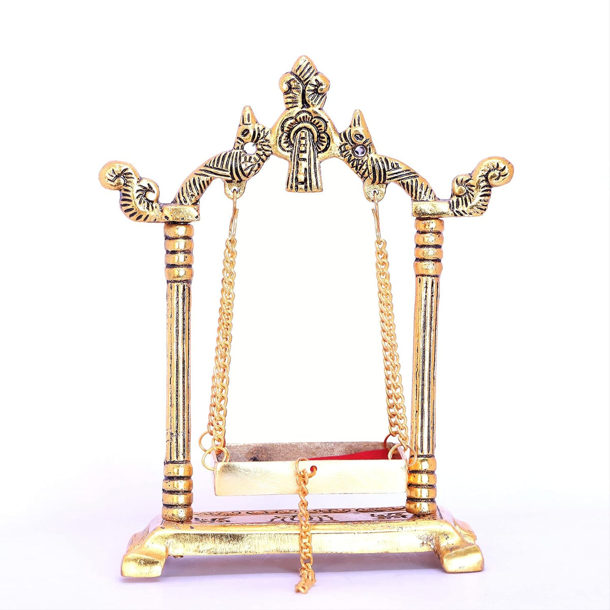KridayKraft Laddu Gopal Jhulla Palana Metal Gold Plated for Your kanha Metal Krishna jhulla palna Religious Gift Article.