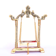 KridayKraft Laddu Gopal Jhulla Palana Metal Gold Plated for Your kanha Metal Krishna jhulla palna Religious Gift Article.