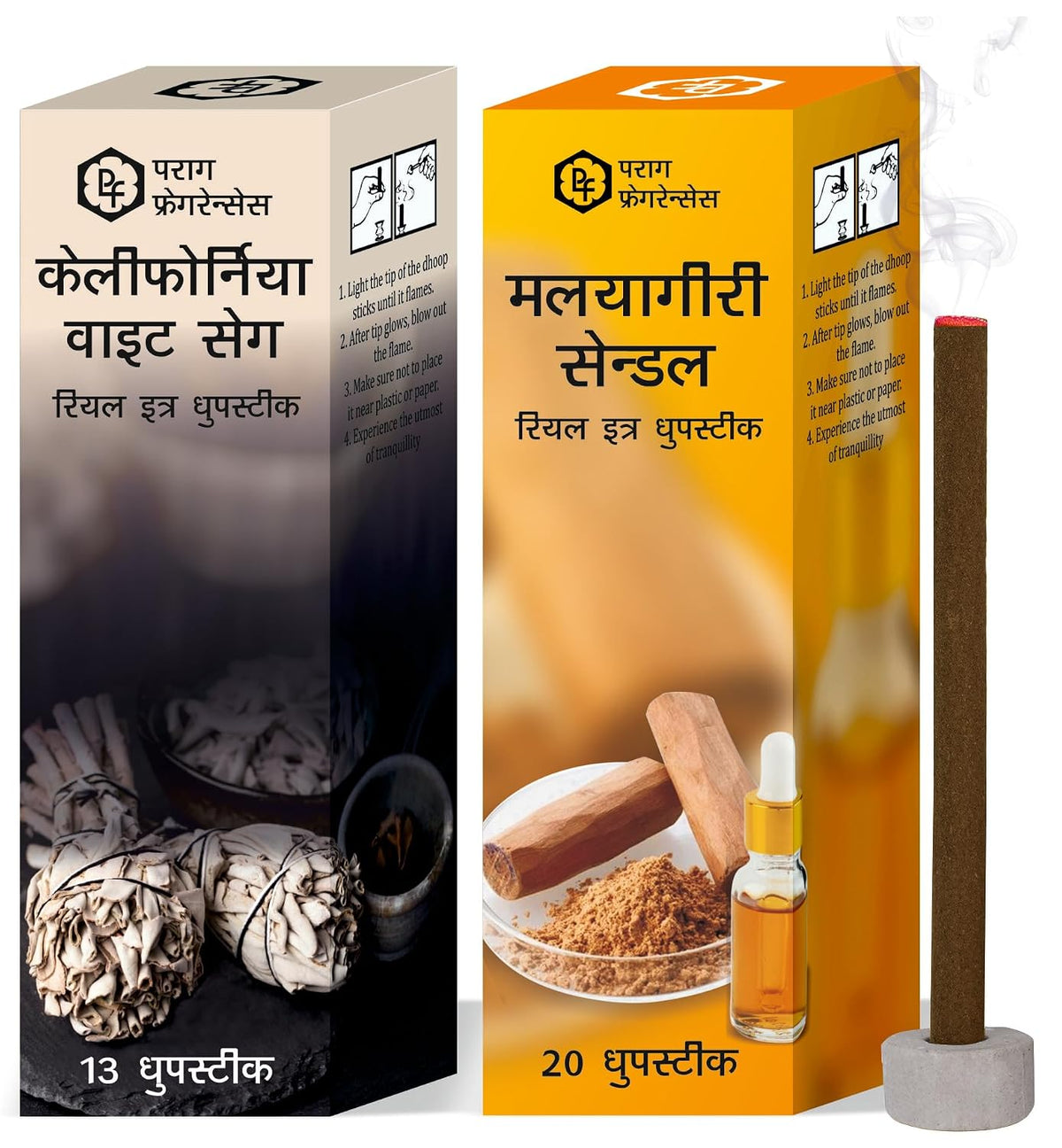 Parag Fragrances Natural Raatrani & Malyagiri Sandal Dhoop Sticks Combo / Extra Premium Quality Dhoop Sticks For Pooja & Home Fragrance 20pc + 20pc = 40pc Dhoop Sticks