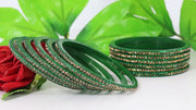 NMII Glass Glossy Zircon Gemstone Worked Kada Set For Women/Girls