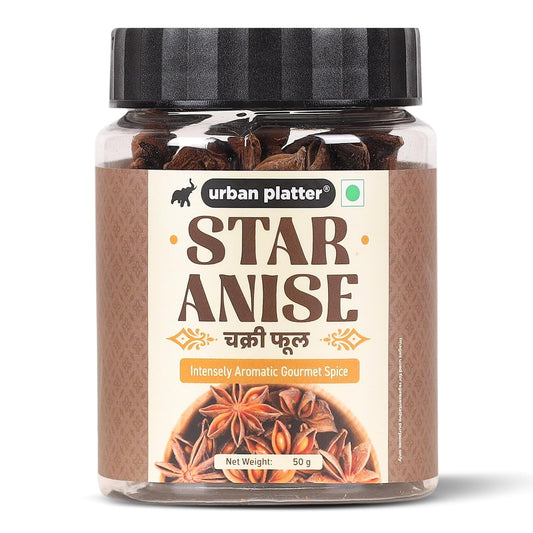 Urban Platter Star Anise, 50g (Chakri Phool | Warm, Licorice like Flavour | Highly Aromatic Spice used in Biryanis, Broths, Asian Cuisine & Baking)