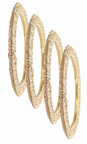 NMII Latest Gold Plated Metal with Zircon Diamond Stone & Pearls Moti Bangles Set For Women & Girls | Traditional Women's Bangles | Designer Fancy Kada For Women | Wedding Bangles- Set of 4