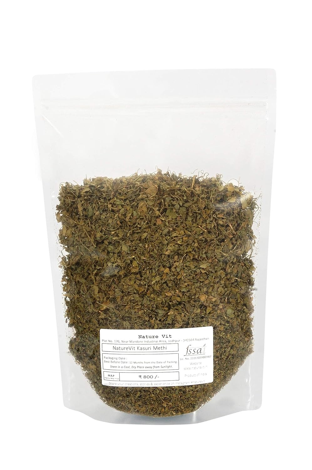 NatureVit Kasuri Methi 100 Gram | Premium Dried Fenugreek Leaves | Aromatic Indian Herb for Cooking | Enhances Taste & Digestion | 100% Natural & Sun-Dried