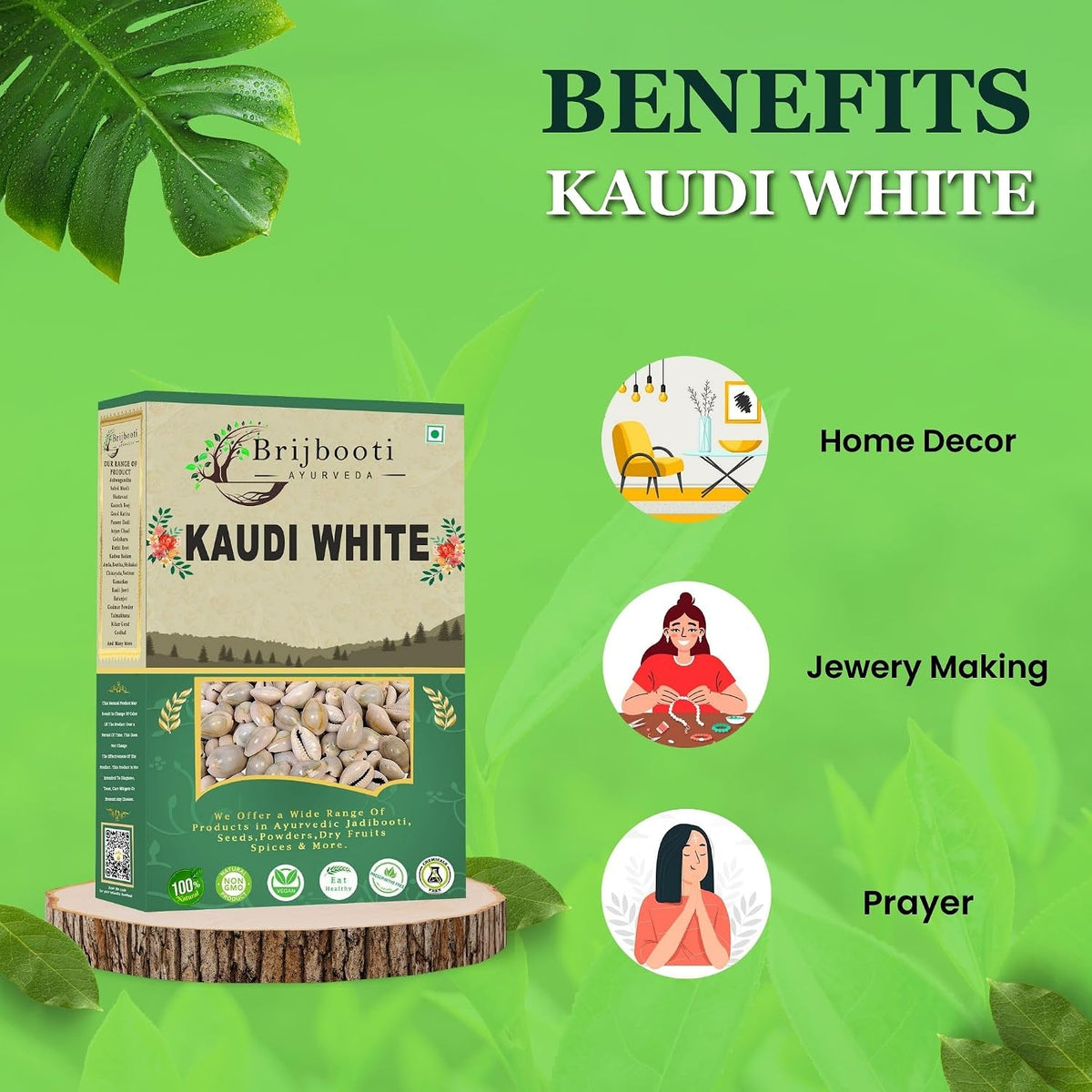 BrijBooti Natural White Kodi - White Kaudi - Safed Kawri - Kodi - Laxmi and Diwali Puja Decorative Article (21 Pieces)