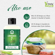 Holy Natural Lemongrass Oil for Hair Fall, Moisturising Skin, Face | Therapeutic Grade, Steam Distilled, Home Diffuser | 300ml