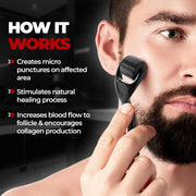 Beardo Derma Roller For Hair Growth 0.5 mm with 540 Chromium Needles | Reverse Signs of Aging | Dermaroller Increases Collagen production Repairs Damaged Hairs | For Hair Fall, Thickening