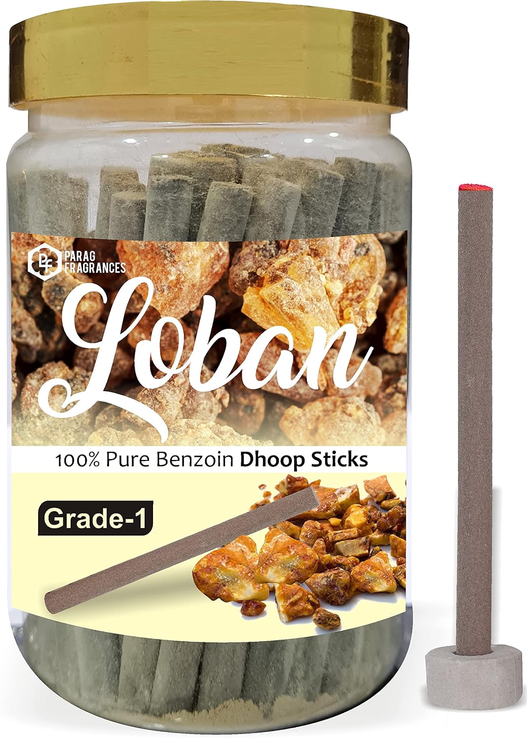Parag Fragrances Loban Dhoop Sticks/Benzoin Dhoop Batti Grade-1 Jar (Pack of 1 x 200Gm) Long Lasting Perfume for 24 Hours Home Fragrance/Meditation/Dhoop for Pooja