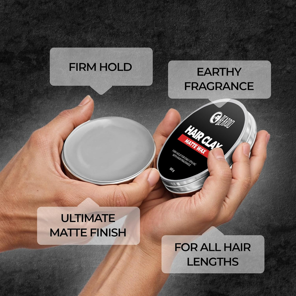 Beardo Hair Clay Wax with Roller Hair Brush for Men | Hair Clay for men | Styling Wax | Volumizing | Strong Hold | Restylable |Matte Finish | Easy to Wash Off | Set of 2