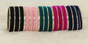 NMII 10 Colour Velvet Bangles Combo Set For Women and Girls | Premium Metal Bangle Set | Multicolour Bangles Set | Traditional Plain Simple Velvet Bangles- Set of 160 Bangles