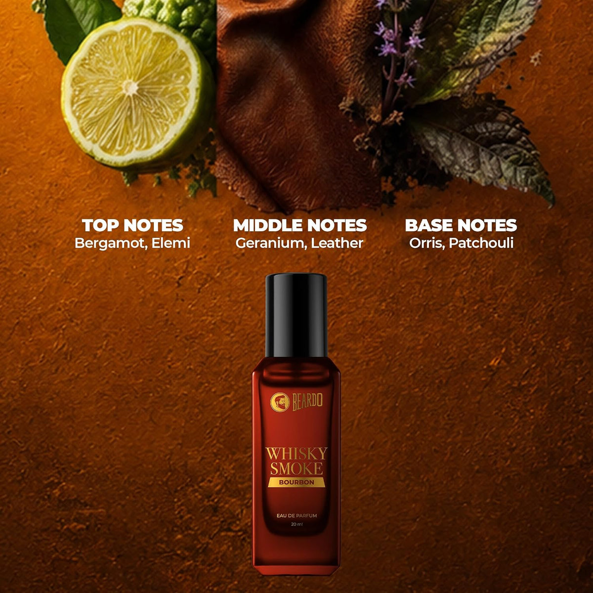 Beardo Whisky Smoke Bourbon Perfume For Men, 20ml | Oriental, Woody, Leathery Eau De Parfum | Long Lasting Perfume | Best Date Night Fragrance | Gift For Husband | Gift For Boyfriend
