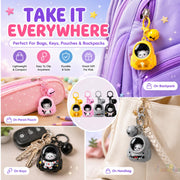 Toy Imagine Cute LED Glowing Animal Keychain for Kids (Pack of 4) Kawaii Cat Astronaut Bag Charm with Bell Backpack & School Bag Accessory Return Birthday Gift for Girls, Boys, Teens (Random Designs)