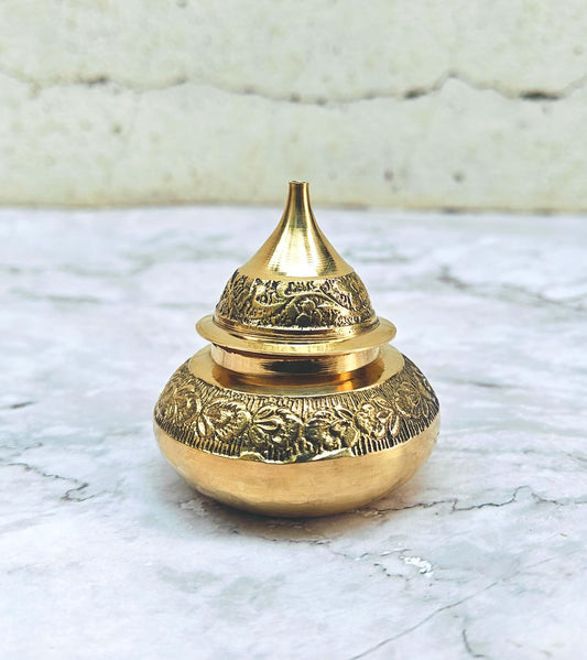 SHINDE EXPORTS brass sindur dani dibbi sindoor box dabbi for women (6CM)