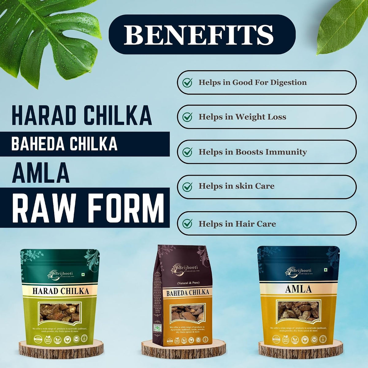 Brijbooti Harad Baheda Amla Raw 600 Gram | 200 Gram Each | (Pack of 3)