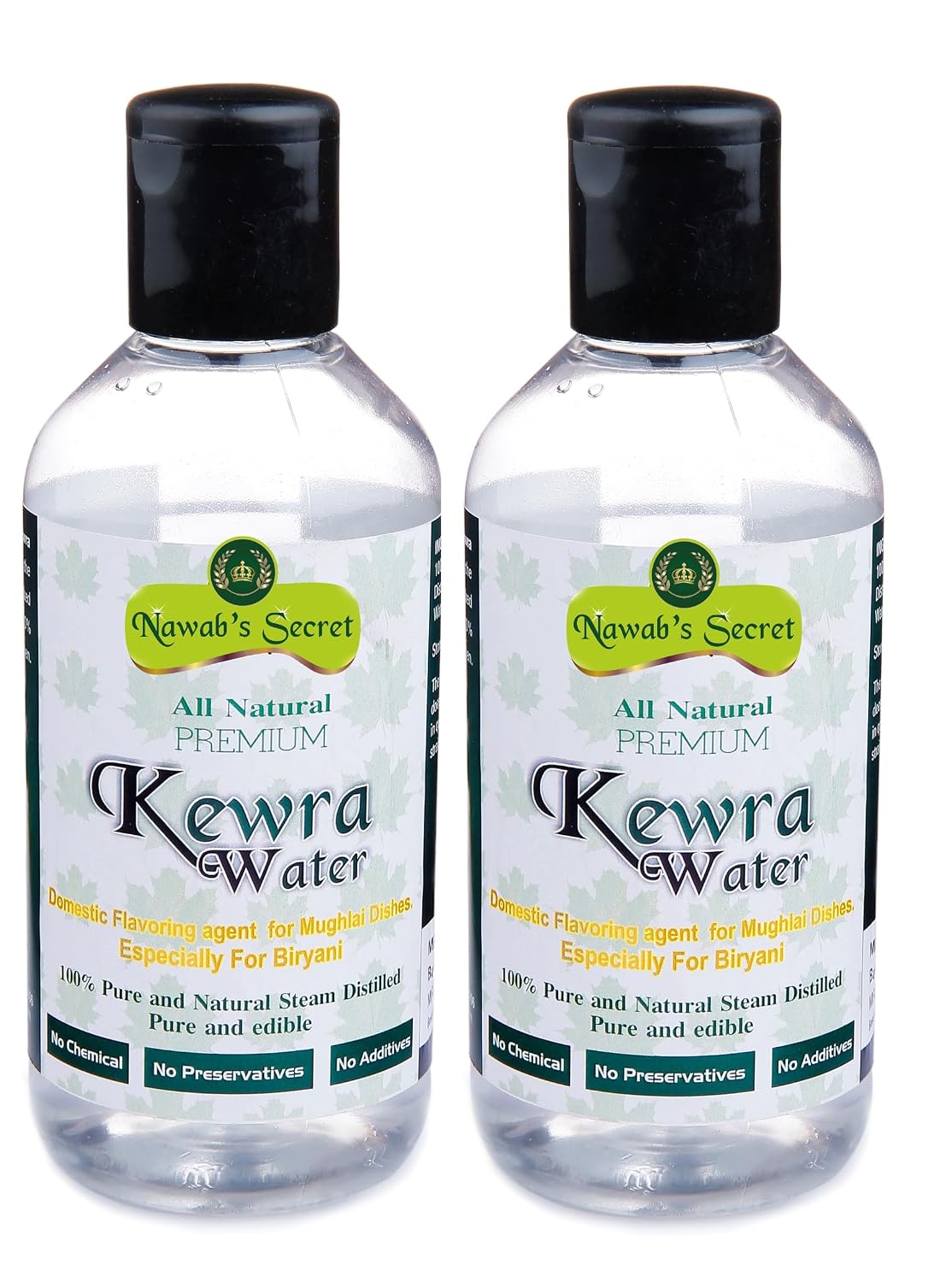 Nawab's Secret Natural Premium Kewra Water (Pack of 2 * 200ml) - Essence for Biryani and Mughlai Dishes