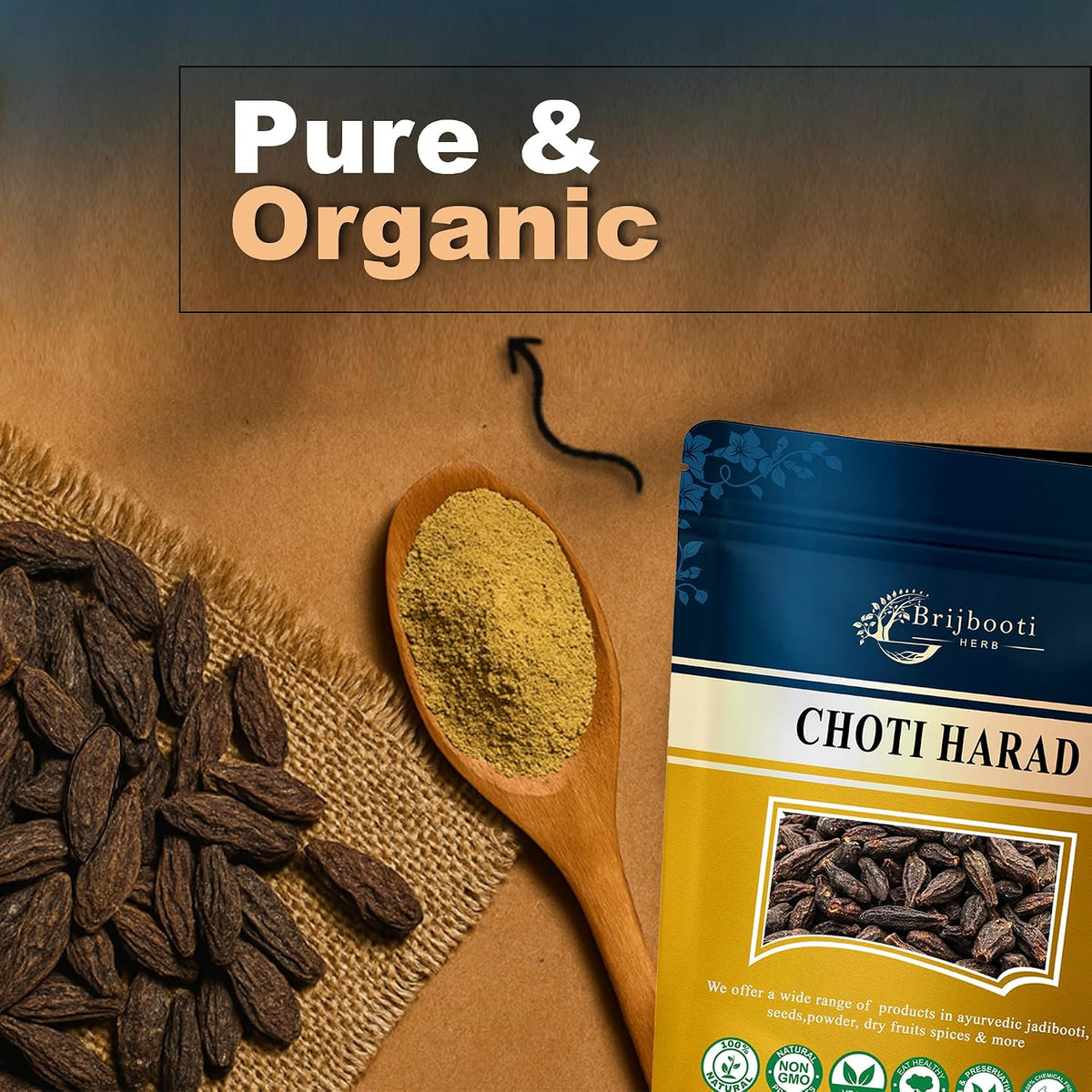 Brijbooti Harad Choti 200 Gram - Haritaki - Kadukkai - Karakkaya - Alalekayi - Kadukka - Haritaki Choti